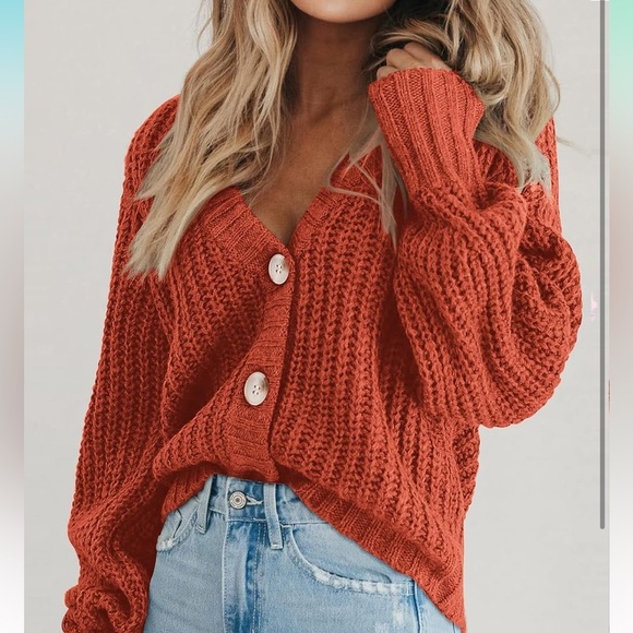 Chunky Knit Open Front Sweater Long Sleeve Button Loose Short Cardigan 
8098 - Picture 2 of 8